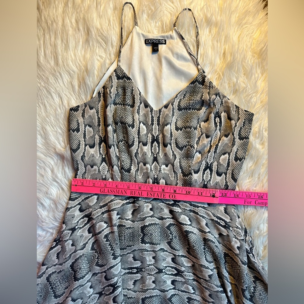 Express Python Snake Print Lined Halter Mini Dres… - image 2
